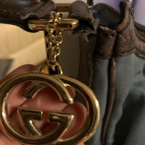 Gucci Blue/Brown Nylon & Leather Vintage Web Hobo - Picture 9 of 15